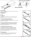 Diagram showing installation of 8 Inch Full Extension Ball Bearing Drawer Slides Set, Side Mount, Heavy Duty Steel, 100 Lb Load Rating.