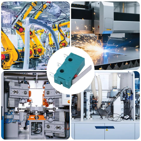 6 Pack KW4-3Z-3 Micro Limit Switches With Hinge Lever Actuators shown in CNC machine applications