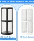 No Nonsense Inline Garden Hose Filter Set with 40 and 100 mesh screens, showing filtering capabilities for water debris.