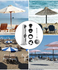 Heavy Duty Umbrella Stand With Granite Base Built Tough And Windproof Stainless Steel Tube Mount For Outdoor Sunshade And DIY Garden Adjustable PVC Sleeves Fit Most Poles shown in beach settings