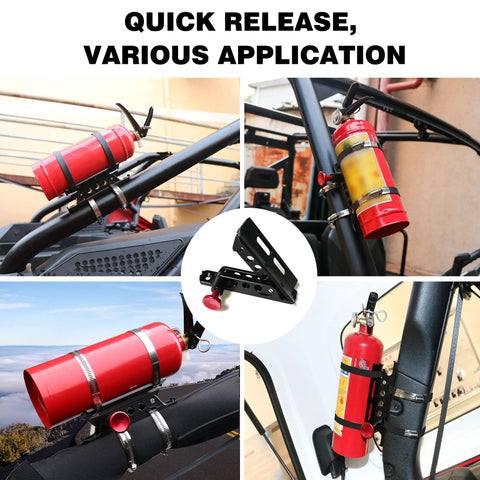 Adjustable Roll Bar Fire Extinguisher Mount Holder for Jeep Wrangler TJ JK JL JKU and UTV Polaris RZR Ranger Camper Van Aluminum