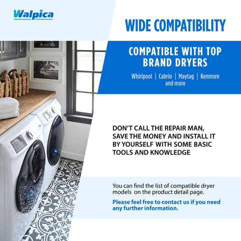 Dryer Repair Kit With Belt And Idler Pulley 4392067 W10837240 wide compatibility with Whirlpool and Kenmore images.
