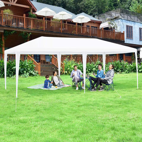 10x20 Outdoor Party Tent Canopy With Removable Walls, Portable Gazebo Shelter for backyard events, white tent setup on grass