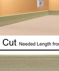 Moisture Resistant Vinyl Baseboard Molding With Wood Grain Finish Quarter Inch Thick Four Inch Tall Rubber Wall Base Trim 16 ft length.