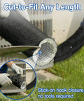 Person cutting Five Layer Workhorse HVAC Copper Line Pipe Insulation Cover, visible foam layers and 600D shell, outdoor use