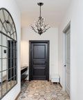 18 Inch Black Crystal Chandelier With 4 Lights, Vintage Branch Pendant Light Fixture in hallway with modern decor