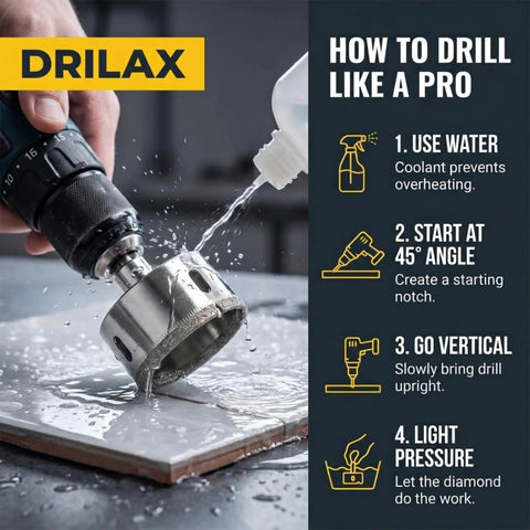 Using Two And A Half Inch Diamond Hole Saw For Tile Glass Porcelain And Stone With Easy Peasy Fast Cutting instructions
