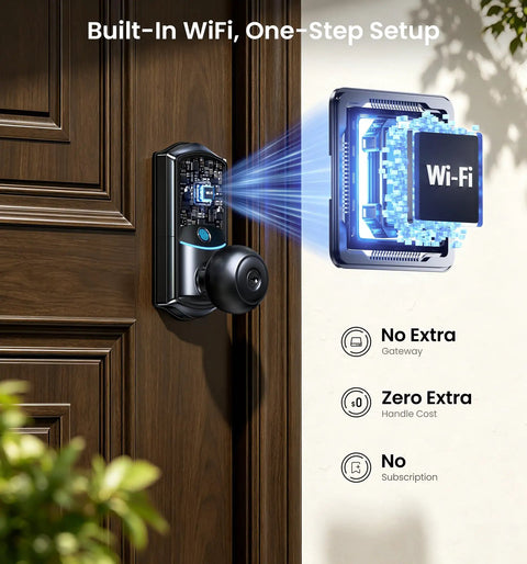 Slick Matte Black Fingerprint Smart Door Lock With Classic Knob Handle Featuring Fast Built Wifi For Seamless Remote App Access Zero Hub Headaches And Badass Home Security Vibes For Anyone Who Wants Nailed It Entry