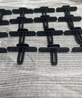 NyVoozy 16pcs honeycomb plate fixing pins, black plastic, angled top view for laser cutting/engraving