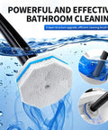 Disposable Toilet Brush With Holder And Extended Magic Wand Handle, 40 Replacement Sponge Heads in water with close-up
