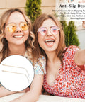 Gold Metal Eyeglass Temple Replacement Arms With Clear Tips Complete Repair Kit Includes Screwdriver And Screws For A Solid Frame Repair And Sharp Upgrade That Really Hits Different, displayed with women wearing sunglasses.