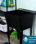 Heavy Duty 19 Gallon Utility Sink Laundry Tub with Adjustable Metal Legs in Laundry Room, Black, No Faucet