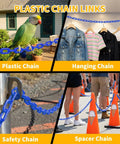 Heavy Duty 120 Ft Plastic Safety Chain With 25 S Hooks For Crowd Control And Barrier Setup in various uses with UV resistant links
