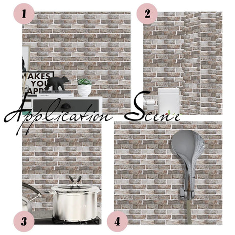 Application scenes of Peel And Stick Brick Wallpaper Tiles 12 Sheets 11.7 By 11.7 Inch Removable Backsplash for kitchen and bathroom decor.