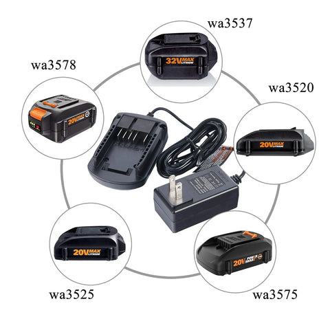 20V Lithium Battery Charger WA3742 Replacement For Multiple 20V Batteries WA3520 WA3525 WA3578 WA3732 WA3875 WA3881