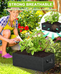 Woman gardening with 3 Pack 10 Gallon Heavy Duty Grow Bags With Thick 300G Nonwoven Fabric For Raised Garden Beds And Containers