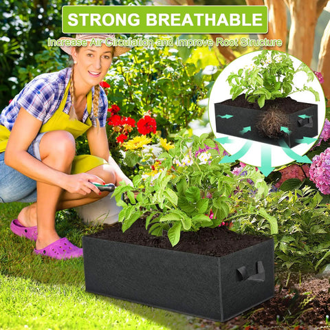 Woman gardening with 3 Pack 10 Gallon Heavy Duty Grow Bags With Thick 300G Nonwoven Fabric For Raised Garden Beds And Containers