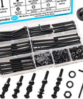 M4 Button Head Hex Socket Cap Screws Kit With Nuts And Washers, Heavy Duty Pro Grade 10.9 Grade Alloy Steel, M4 X 30/35/40/45/50Mm, Black Finish