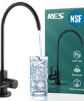 Knockout Matte Black Reverse Osmosis Kitchen Faucet, NSF Certified Lead Free Drinking Water Tap pouring water into glass.
