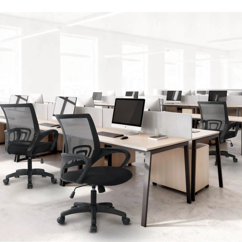 Ergonomic Mesh Office Chair With Lumbar Support, Cushioned Seat, Adjustable Height in modern office setting