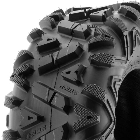 Set Of 2 All Terrain ATV UTV Tires 25x10-12 6 Ply Tubeless With Power I Grippy Directional Knobby Tread Close-up