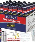 Heavy Duty Closed Cell Spray Foam Insulation Kit Self Expanding Polyurethane with 24 cans, spray guns, and safety gear.