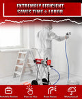 Professional Airless Paint Sprayer Pumping 3300 Psi And 0.47 GPM Flow Rate in use on a wall with ladder in background.