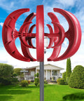 Red 600W Vertical Axis Wind Turbine Kit With 5 High Efficiency Blades 12V DC Generator for Off Grid Home Power Use