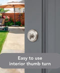 Round Front Door Deadbolt With SmartKey Rekey Tech And Microban Protection on door interior