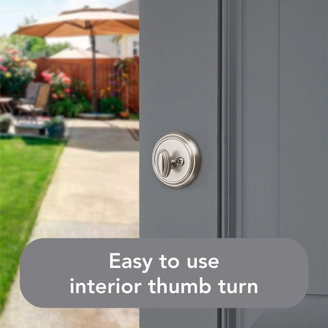 Round Front Door Deadbolt With SmartKey Rekey Tech And Microban Protection on door interior