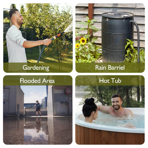 Gardening, rain barrel, flooded area, and hot tub uses for 115V Water Transfer Pump For Home Use, Portable Electric Utility