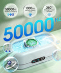 Ultrasonic Jewelry Cleaner With Digital Timer 50KHz Deep Clean In 304 Stainless Steel showing watch and jewelry cleaning in water.