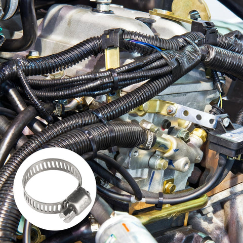 All In One 45 Piece Hose Clamp Kit With One Quarter Inch To One And One Eighth Inch Adjustable Stainless Steel Clamps in automotive engine