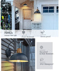Two Pack Outdoor Wall Sconces Gooseneck Barn Lights With Hammered Metal Blue Shade Weatherproof Exterior Lamps For Porch Farmhouse Decor
