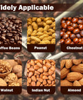Heavy Duty Commercial Gas Coffee Roaster Featuring A Rock Solid Stainless Steel Drum And Full Automatic Controls For Beans Nuts Peanuts Seeds With No Sweat Operation And Straight Fire Results, showcasing various nuts and beans