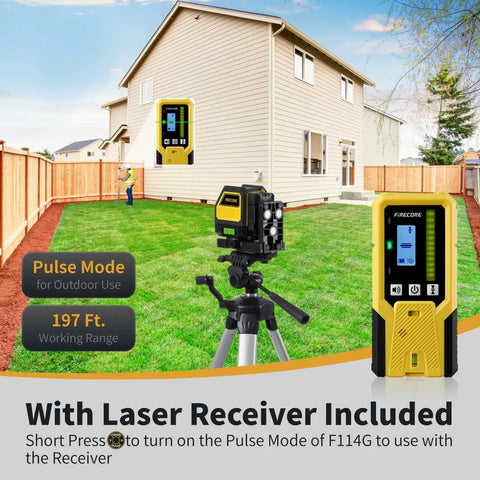 Pro Grade Self Leveling Cross Line Laser With Receiver Kit For Outdoor Construction Green Beam 197 Foot Working Range Rod