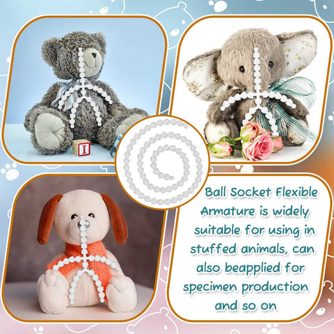 144 Piece Doll Armature Set With 4Y And 4X Chest Connectors Flexible Plastic Ball Joints For Stuffed Animals And Bears DIY