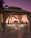 10x12 Hardtop Gazebo With Aluminum Frame And Metal Roof, Double Galvanized Steel Roof For All Weather Durability with Curtains And Netting