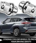 4 Piece M12x1.5 Lug Nuts Set Chrome Plated Steel Wheel Locks With Washer Replacement For OEM 90084 94001 90942 01033 MB579290 Toyota Camry Prius Lexus ES250 Scion Easy Install shown with SUV wheel