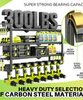 Heavy Duty Power Tool Organizer Wall Mount With Cordless Tool Holder And Screwdriver Rack, 4-Tier Metal Storage Shelf