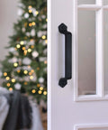 Barn Door Handle Set Eleven And One Eighth Inch Built Tough Rustic Cast Iron Gate Pulls In Black on white door