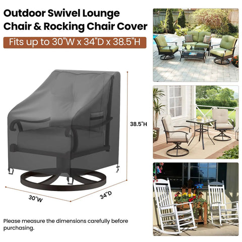 Heavy Duty Outdoor Patio Chair Covers 2 Pack For Swivel Lounge And Rocking Chairs Waterproof Black Fits 30W X 34D X 38.5H