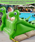 98 Inch Giant Inflatable Pool Slide For Kids And Adults, Durable Backyard Water Park Play Center, Dinosaur Theme, installed by pool