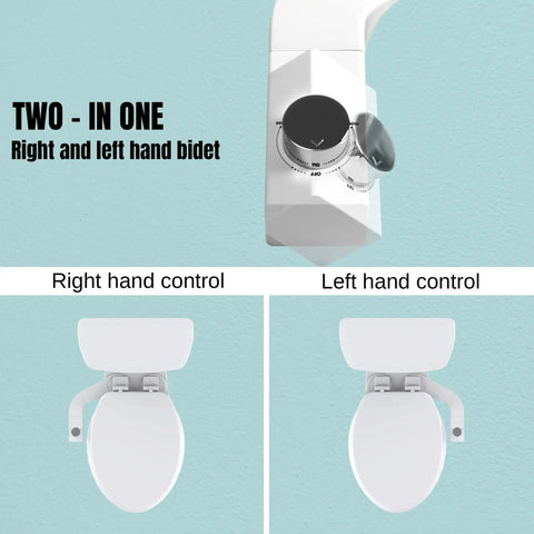 Ultra Slim Bidet Attachment For Toilet With Dual Nozzles For Feminine And Posterior Wash, Easy Left Or Right Hand Install knob control