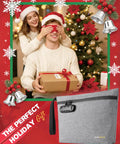 Smell Proof Bag With Combination Lock Odor Proof Container With Carbon Lining For Home And On The Go in front of Christmas gift scene.
