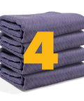 Stack of four Moving Blankets Mega Mover 80 Inch By 72 Inch Pro Quilted Large Furniture Pads in heavy duty polyester blue