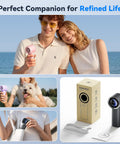 People enjoying outdoors with a Turbo Handheld Fan With 100 Speed HD Digital Display Real Time Wind Gear And Battery Percentage.