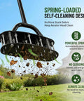 Manual Lawn Aerator With 17 Spikes, Heavy Duty Soil Loosener, Double Layer Spring, T Handle, self-cleaning dirt release, garden use