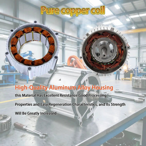 Heavy Duty Brushless Electric Tricycle Motor 550W To 2000W 72V Pure Copper Core with Aluminum Alloy Housing close-up.