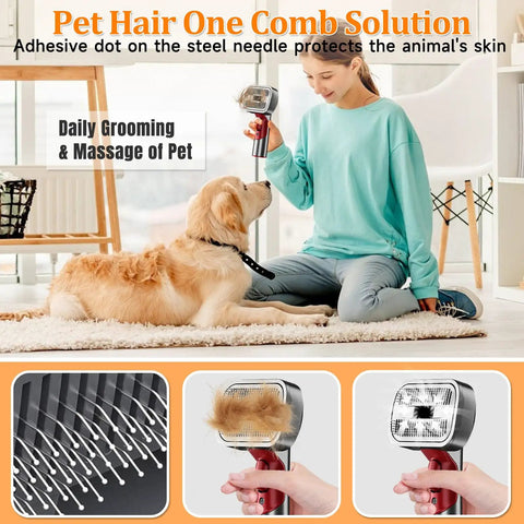 Person using Deshedding Grooming Attachment Kit For Dyson V15 V11 V10 V8 V7 Dogs And Cats Deshedding Brush Set on a dog.